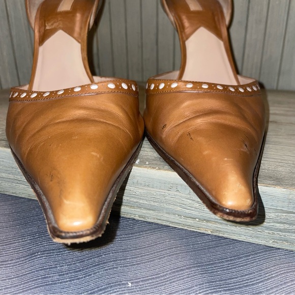 Michael Kors Caramel Leather Pointed Toe Heels Made in Italy 10M - Picture 3 of 9